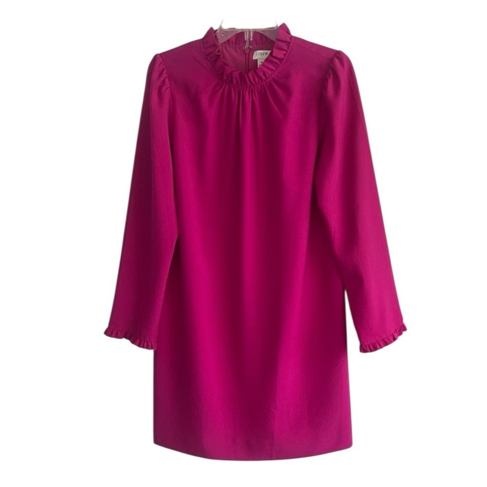 J. Crew Fuchsia Ruffleneck Shift Dress size 6 - Picture 5 of 12